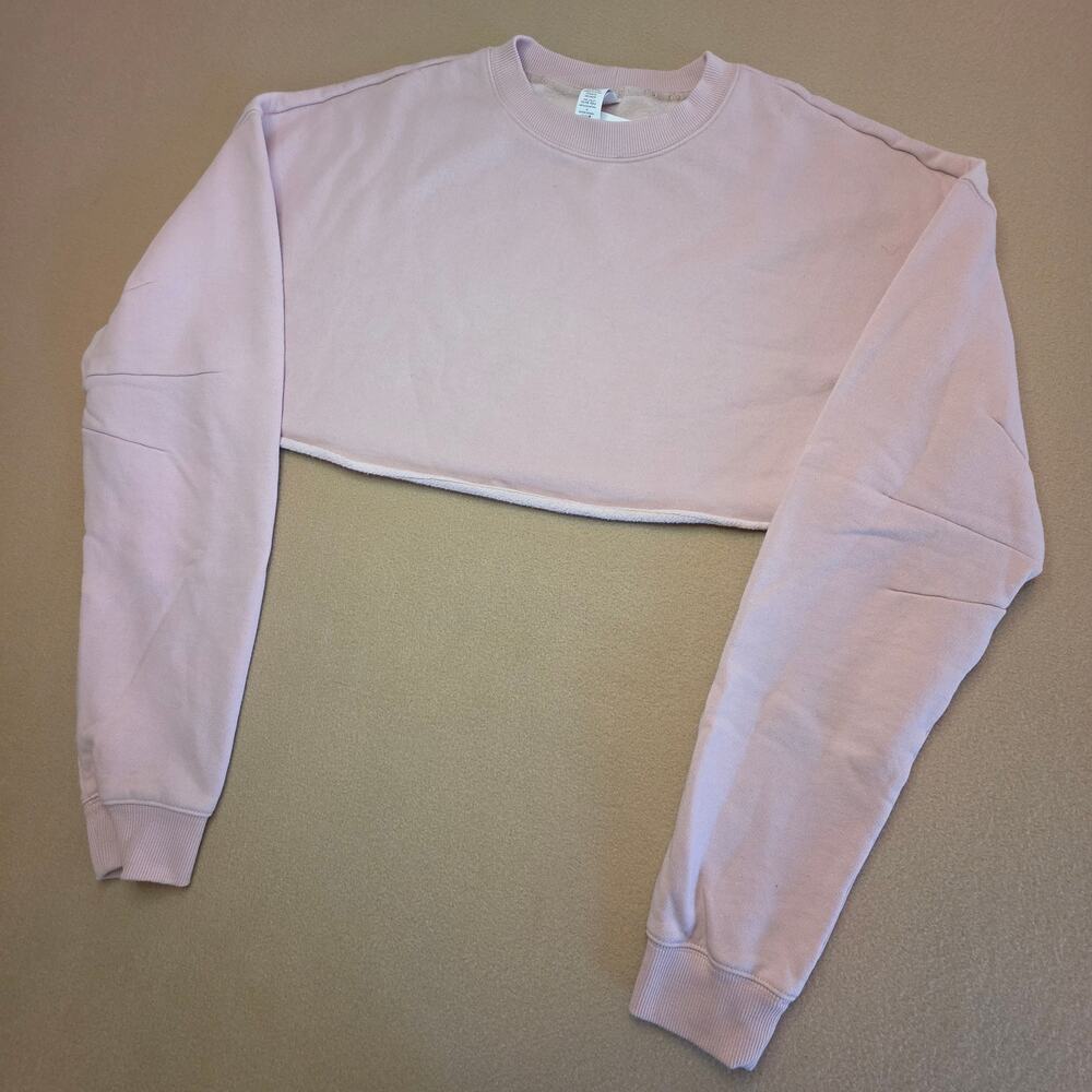 Alo Yoga Extreme Cropped Pullover Sweatshirt Top Pink Sz Medium